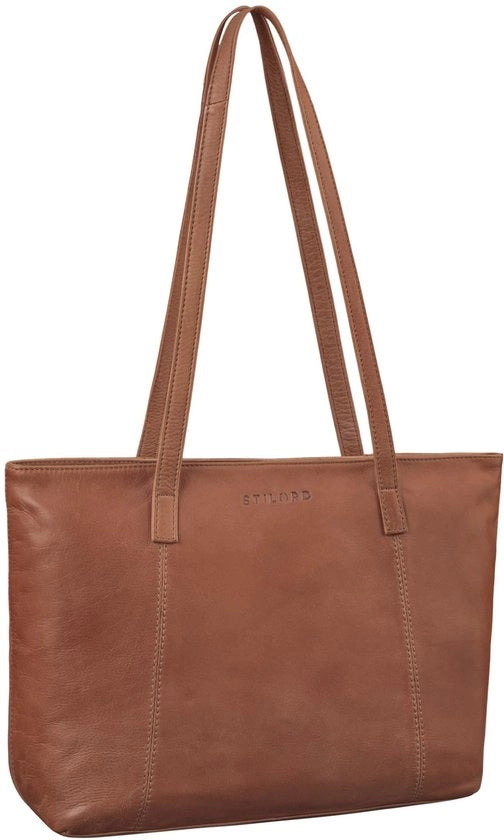 Borsa da Shopping per Donna Grande in Pelle con Fermo per ogni Occasione, Modello: Mokka - Marrone Scuro