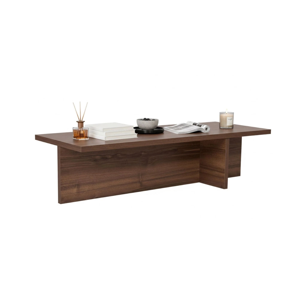 Marmorito, Tavolino da Salotto Forma Rettangolare, 120x45x30h cm Marrone Noce