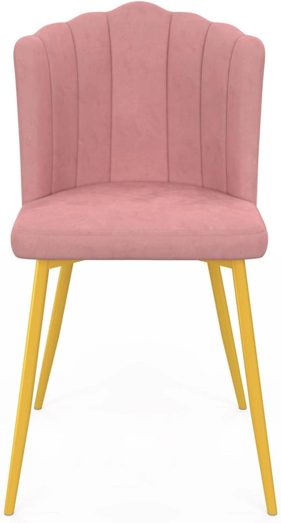 Set di 2 sedie a conchiglia ADELLA in velluto rosa con gambe dorate