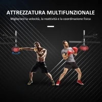 Speed Bag a Parete per Boxe e MMA ad Altezza Regolabile con Asta, Acciaio e PU, 79x72x20 cm, Rosso