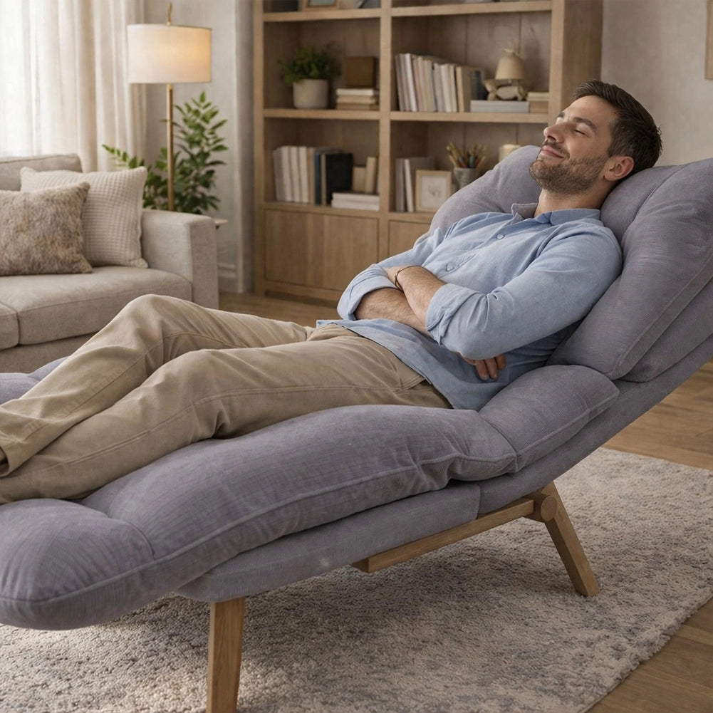 Poltrona Reclinabile Poggiapiedi Grigio Imbottita Alta Densità Seduta Ergonomica