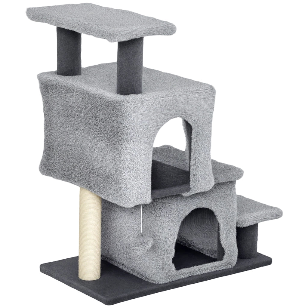 Scaletta per Gatti con Casette e Tiragraffi ¨C Zephmum ¨C Grigio