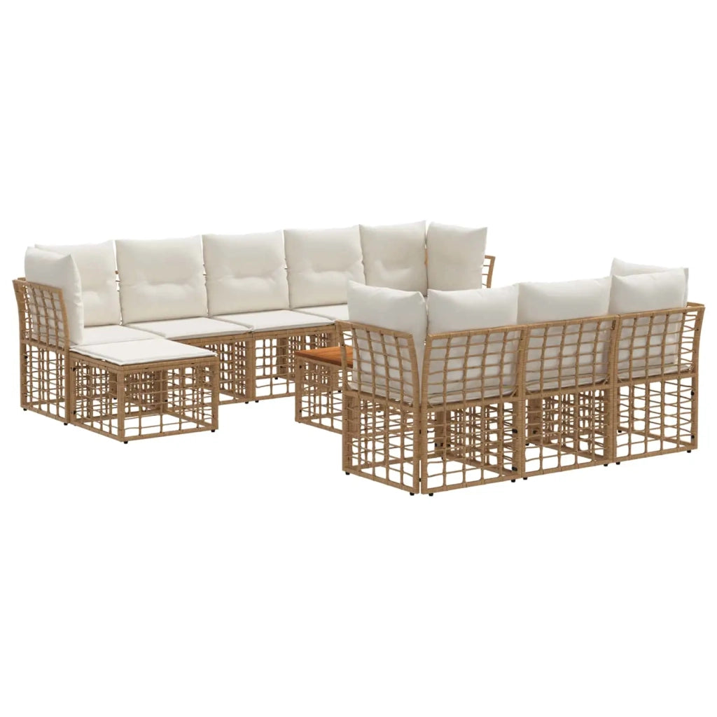 Set di divani da esterno 11 pcs Naturale e Bianco Crema