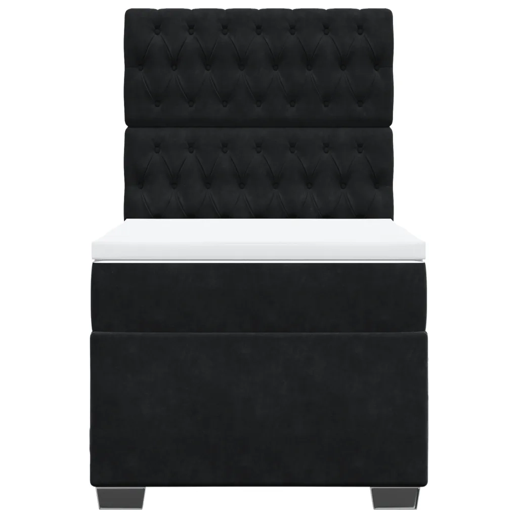 Giroletto a Molle con Materasso Nero 100x200 cm in Velluto