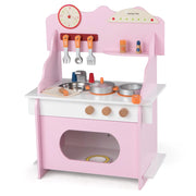 Cucina giocattolo legno bambini finzione orologio fornello porta spezie-Cucina rubinetto lavandino forno accessori completi bambini 3+anni Rosa