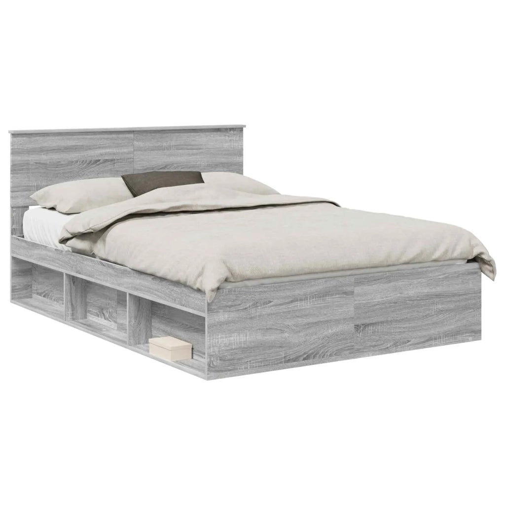 Struttura del letto con testiera Grigio Sonoma 140 x 200 cm
