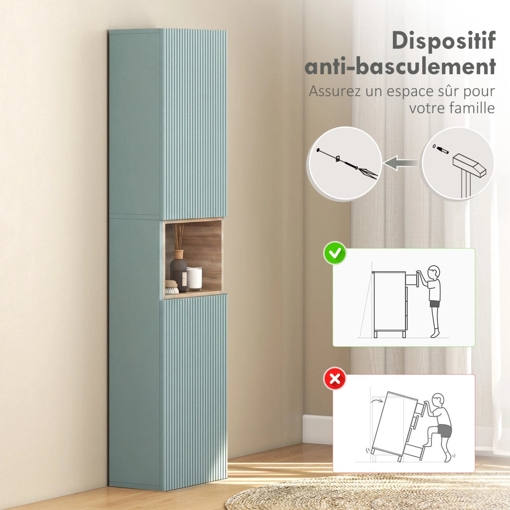 Mobile colonna bagno con ante ¨C zephmum ¨C verde 30x24x140cm