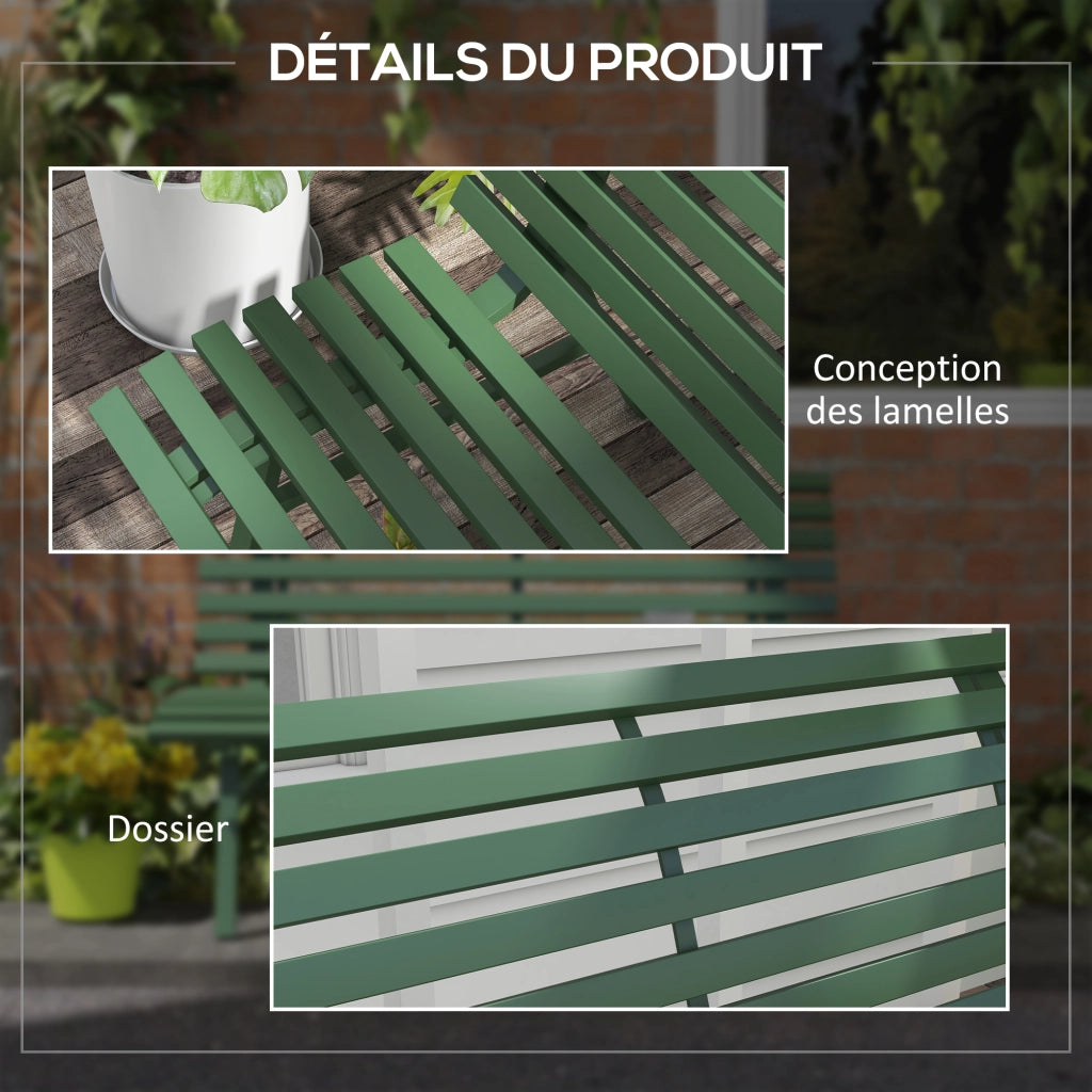 Panchina da Giardino 2 Posti ¨C zephmum ¨C Aluminium Verde 123x67x79 cm