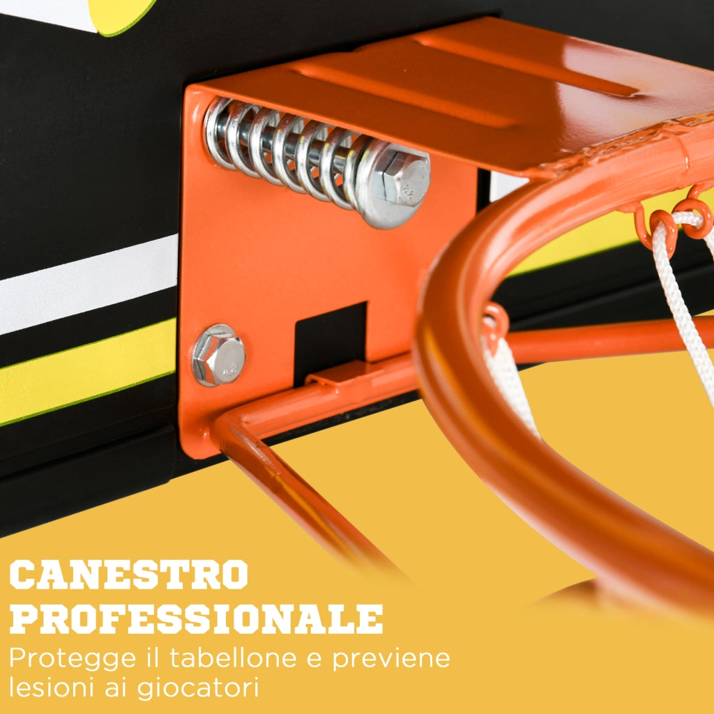 EasyComfort Canestro Basket per Bambini e Adulti da Indoor e Outdoor in Acciaio e PE, 110x90x70 cm, Nero e Giallo