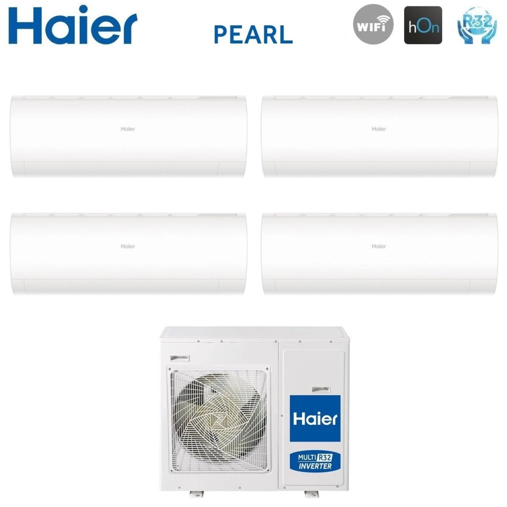 Climatizzatore Condizionatore Haier Quadri Split Inverter serie PEARL 9+9+9+9 con 4U75S2SR5FA R-32 Wi-Fi Integrato 9000+9000+9000+9000