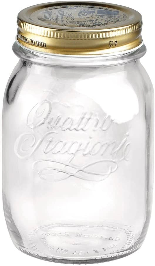 SET 4 BARATTOLI 500 CC QUATTRO STAGIONI BORMIOLI VASO PER CONSERVE CON TAPPI