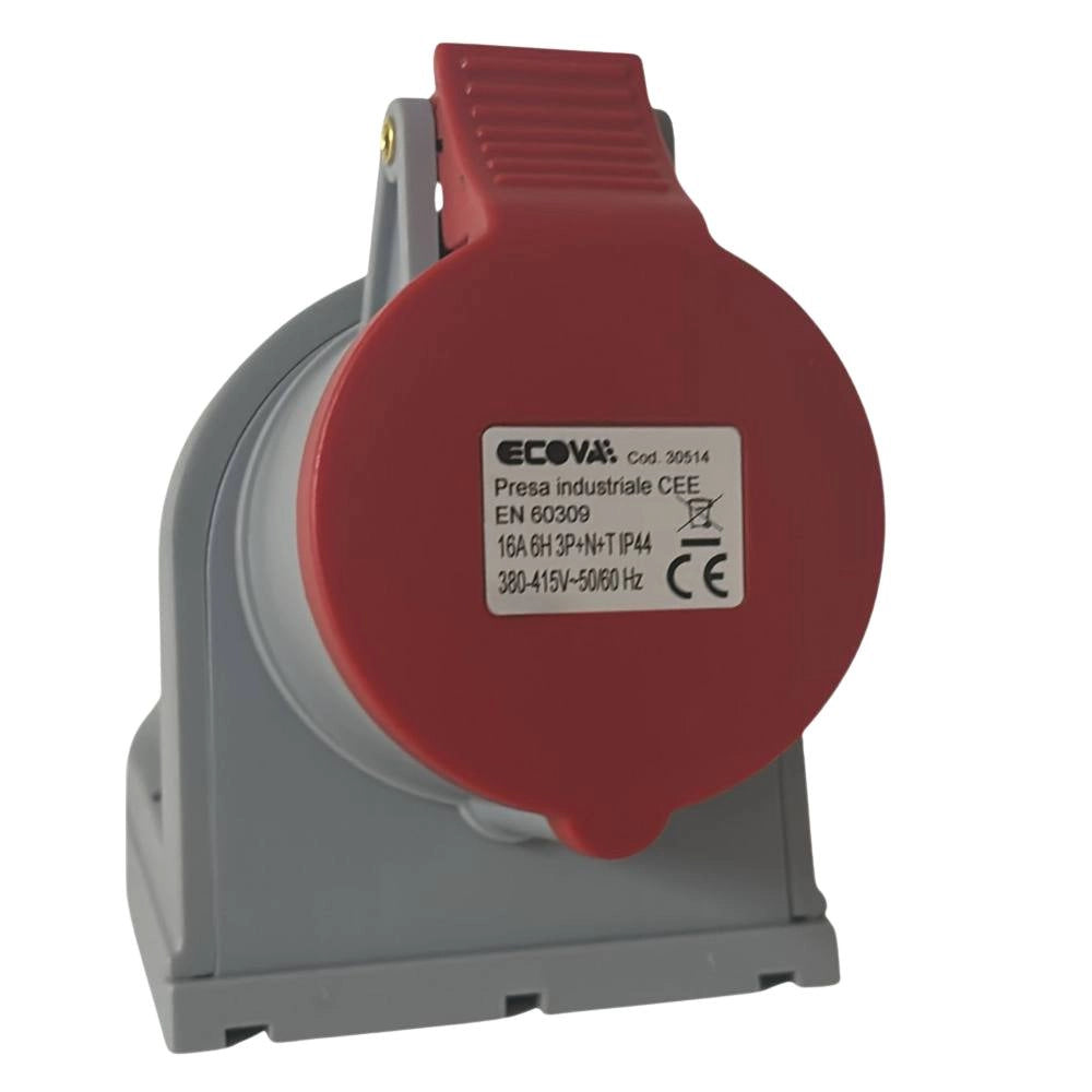 Presa industriale ecova 30514 trifase 16a 415v ip44 da parete