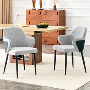 Set di 2 sedie da pranzo 83 cm con schienale avvolgente in tessuto e metallo grigio nero