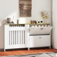 Copritermosifoni con Scarpiera con 2 Cassetti Ribaltabili 152x19x81 cm Bianco