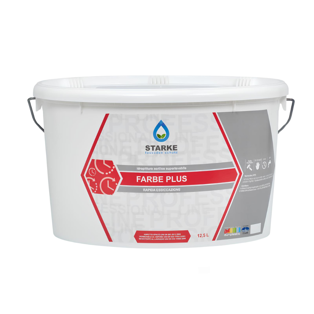 Farbe plus pittura murale acrilica superlavabile eccellente copertura opacità *** formato 12.5 lt, confezione 1