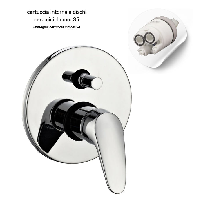 Miscelatore doccia parete europa incasso con deviatore ottone colore cromato *** confezione 1