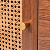 Credenza Moderna con 2 Ante e 3 Cassetti, Ripiano Regolabile, per Soggiorno e Camera da Letto, Colore noce