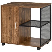 Mobile per Stampante e Documento, Cassettiera con Rotelle in Stile Nordico, Mobiletto Multiuso per Ufficio e Casa, Marrone Vintage