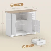 Credenza Moderna in Legno con 2 Cassetti e 2 Armadietti, 100x40x78 cm, Bianco e color Legno