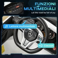 Macchina Elettrica per Bambini 3+ Anni con Telecomando e Fari LED, in PP e Metallo, 100x58x46 cm, Bianco