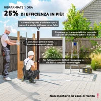 Casetta da Giardino in Acciaio Effetto Legno e Doppie Porte Scorrevoli, 278x195x215 cm, Marrone