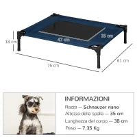 Letto Rialzato per Cani, Cuccia da Viaggio Impermeabile per Animali fino 20kg, 76x61x18cm, Blu