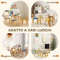 Set Tavolo e Sedie per Bambini 3-8 Anni 5 pz con Bordi Arrotondati in Legno Multicolore
