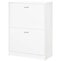 Scarpiera con 2 Ante Ribaltabili, 60L x 24P x 80H cm, Bianco