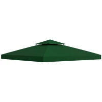 Copertura Telo per Gazebo da Giardino 3x3 m, Tetto Anti-UV Impermeabile in Poliestere Verde Scuro