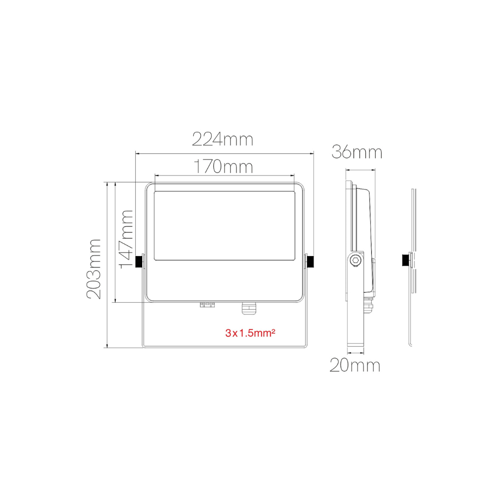 Proiettore led sky esterno tecnologia switch alluminio nero ip65 *** colore nero, watt 40 watt, confezione 1