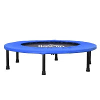 Trampolino Elastico per Allenamento con 30 Molle, in Acciaio, Plastica e PP, Ø91x22.5 cm, Nero e Blu