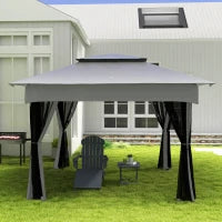 Barbecue a Carbone a 3 Livelli con Mensole Pieghevoli e Girarrosto, in Acciaio Inox, 118x32x90 cm, Nero