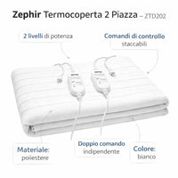Zephir termocoperta elettrica in poliestere per riscaldamento letto *** numero posti 2 piazze, confezione 1