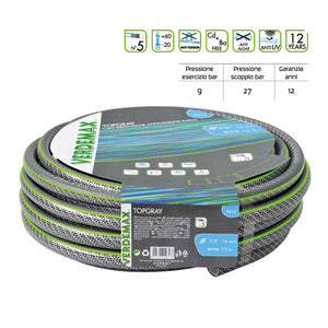 Tubo per irrigazione antitorsione verdemax topgray 5 strati diametro 5/8 rotolo metri 50