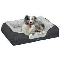 Lettino per Cani Taglia Media Imbottito con Cuscino Rimovibile Lavabile, 90x69x21cm, Grigio Carbone