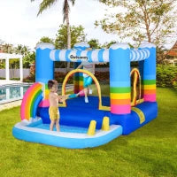 Castello Gonfiabile per Bambini con Trampolino e Piscina, Pompa Elettrica Inclusa 280x170x155cm, Multicolore