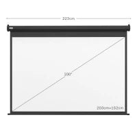 Schermo per Proiettore 100" Formato 4:3 Regolabile con Telecomando, 203x152cm, Nero