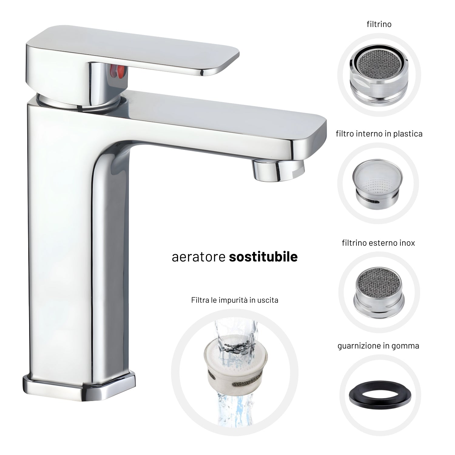 Miscelatore rubinetto lavabo appoggio bocca alta francia cromato bagno casa ogomondo *** confezione 1