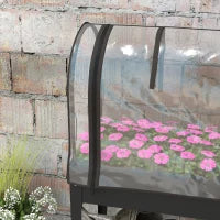 Fioriera rialzata con copertura trasparente, 2 ruote e 1 ripiano inferiore, dim. 80L x 40l x 120H cm