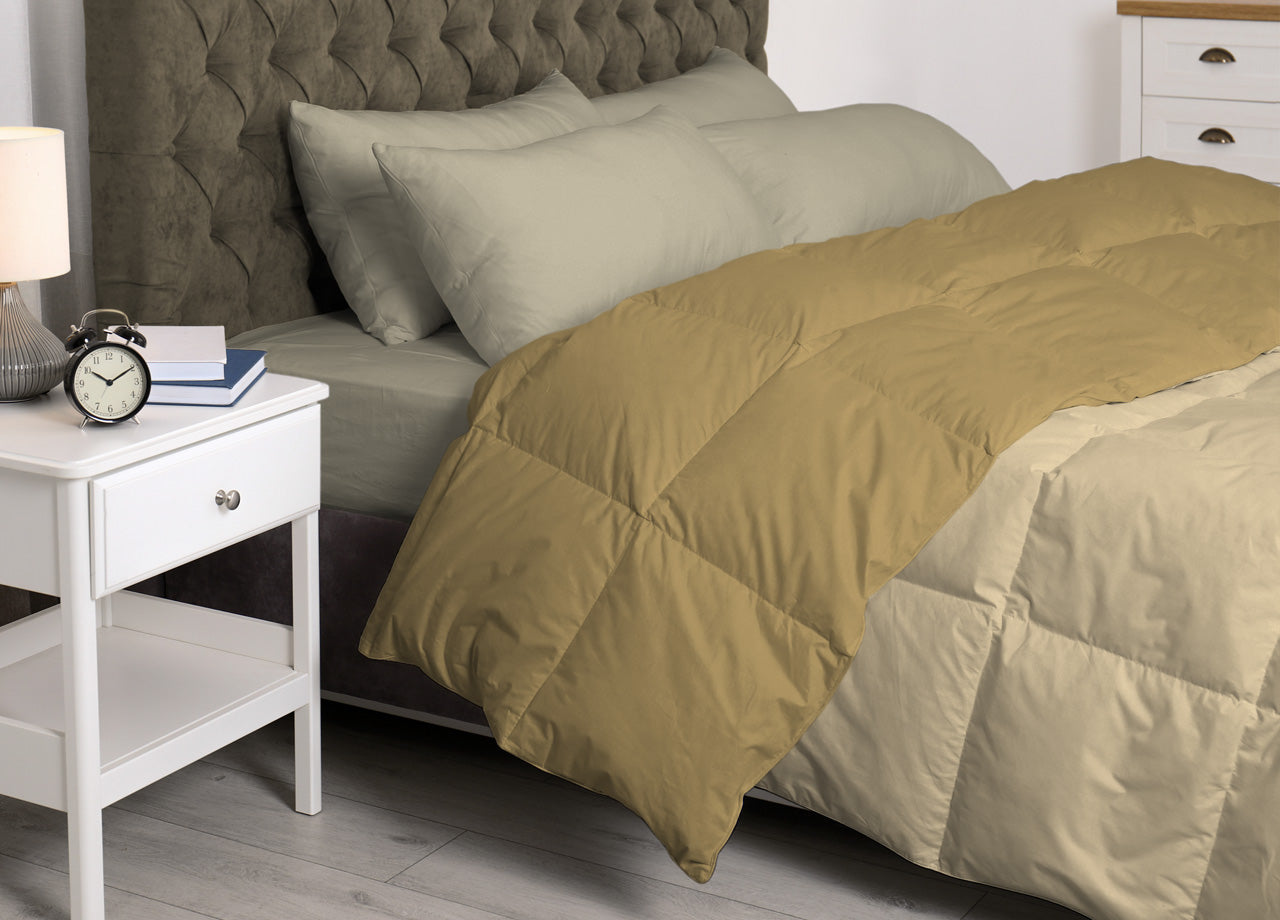 Interno Imbottitura Piumino Invernale 300gr/mq In Piuma D'Oca Bicolor - Matrimoniale - Panna-Tortora