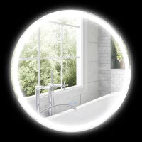 kleankin Specchio Rotondoda Bagno Ø 60 cm a Muro con Illuminazione LED, 3 Colori, Interruttore Tattile, 29W, Bianco e Argento