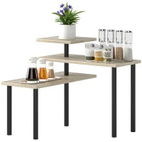 Scaffale da Cucina a 3 Livelli con 3 Ripiani Girevoli, Struttura in Metallo, 40x18x36.5 cm, Legno Naturale