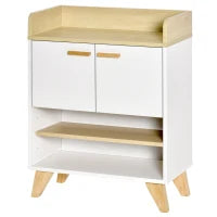 Mobiletto Multiuso con Armadietto e Ripiani Aperti, Mobile da Soggiorno, Cucina, Ufficio in Legno Bianco, 60x30x78cm