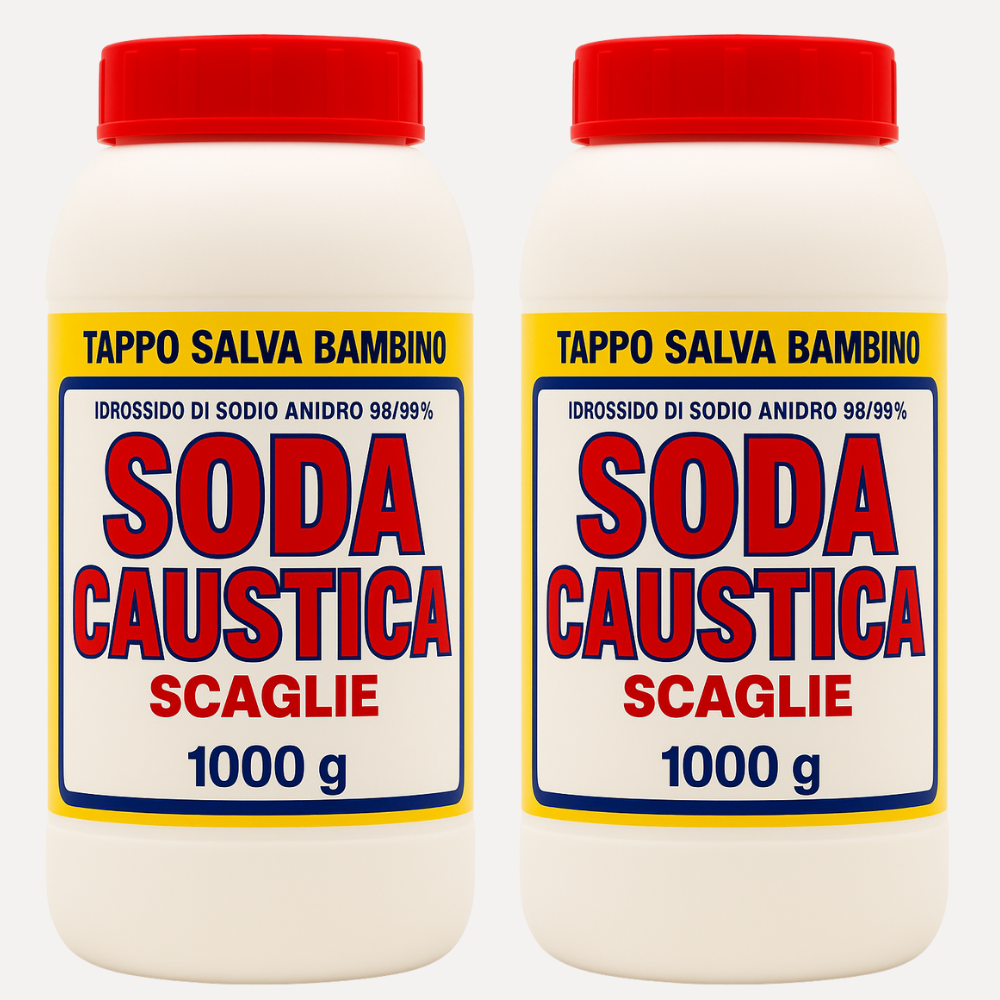 Soda caustica sporco ostinato in scaglie formato 1 kg pezzi 2