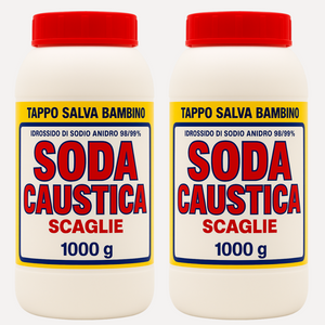 Soda caustica sporco ostinato in scaglie formato 1 kg pezzi 2