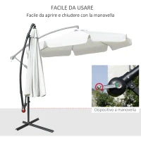 Ombrellone da Giardino a Braccio in Metallo e Poliestere con Apertura a Manovella, Ø2.7x2.7 m, Beige