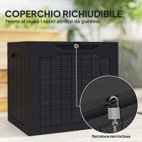 Baule da Giardino con Maniglie, Contenitore Porta Attrezzi Impermeabile, 56x41x50 cm, Nero
