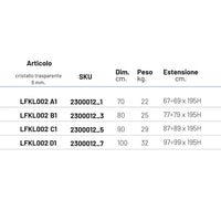 Parete fissa box doccia porta battente clematis cristallo 6 mm telaio alluminio *** misure 77-79xh195 cm stampato, co...