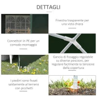 Gazebo da Giardino 6x3 m per Eventi con Pareti Rimovibili e Finestre Trasparenti, Verde