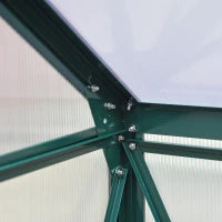 Serra da Giardino in Policarbonato 190x192x201cm, Serra per Piante con Base, Finestra, Porta Scorrevole e Struttura in Alluminio, Verde Scuro